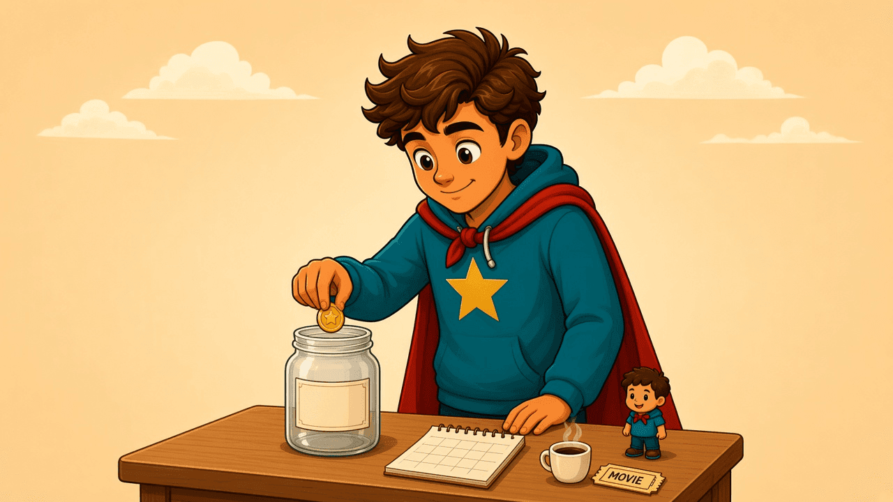Payday coins going into the future jar first. Then the week. Pay later-you, still live.
